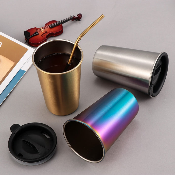 Stainless Steel Tumbler Set With Straw & Lid